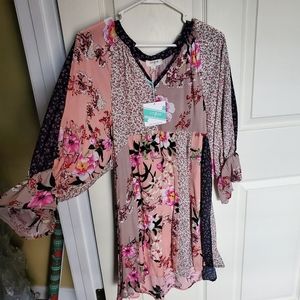 UMGEE NWT Floral Patch Work Midi Dress